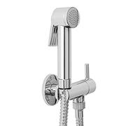 Inbagno Set Bidet Cromato Completo di doccetta igienica, Supporto con Presa Acqua e Rubinetto Arresto (ABS Cromo Stile Moderno)