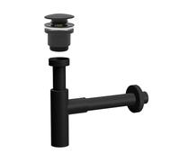 Inbagno Sifone lavabo Bagno Nero Opaco, Completo di piletta Click clack, Attacco Universale (Tondo)