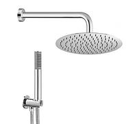 Inbagno Sistema Doccia con soffione in Acciaio, Completo di doccetta, Presa d’Acqua con Supporto e Flessibile