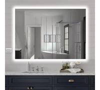 Inbagno Specchio da Parete Rettangolare 50x70 cm retroilluminato con Effetto a Cornice LED a Luce Fredda, Installazione Reversibile con Spessore 2,4 cm