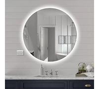 Inbagno Specchio da Parete Tondo 60 cm retroilluminato, Effetto a Cornice con LED a Luce Fredda, a Filo Lucido con Spessore 0.4