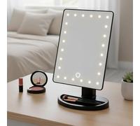 Inbagno Specchio Trucco Professionale Con Luci LED Integrata Touchscreen Smart Inclinazione Regolabile A 180° Specchiera Da Appoggio Nero Opaco Pile Non Incluse