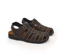 inblu Sandali Uomo da Trekking con Plantare in Pelle Imbottito e Chiusura Regolabile a Strappo, 40/53, Marrone Scuro, 40 EU