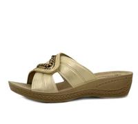 inblu Ciabatta Donna Beige Platino con Perline e Zeppa 4,5 cm