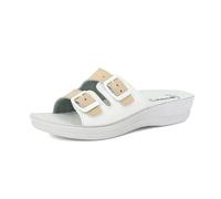 inblu Ciabatte Donna a Doppia Fascia Colorata con Fibbie Regolabili, Plantare Anatomico, dal 35 al 41, Sandali, Platino, 37 EU