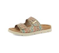 inblu Ciabatte Donna a Doppia Fascia con Fantasia Geometrica Astratta Multicolore con Accessorio a Catena, Naturale, 38 EU