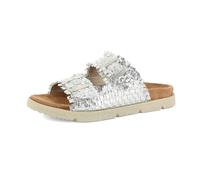 inblu Ciabatte Donna a Doppia Fascia Effetto Intrecciato e Cangiante con Fibbie, Argento, 39 EU