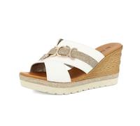 inblu Ciabatte Donna a Doppia Fascia Incrociata con Morbido Plantare Imbottito, Zeppa 8,5cm, Sandali, Bianco, 37 EU