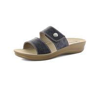 inblu Ciabatte Donna a Doppia Fascia Pitonata, Chiusura Regolabile a Strappo, Plantare Anatomico, Blu, 40