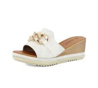 inblu Ciabatte Donna a Fascia con Catena, Plantare in Ecopelle Imbottito, Zeppa 6,5cm, Bianco, 37 EU