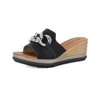 inblu Ciabatte Donna a Fascia con Catena, Plantare in Ecopelle Imbottito, Zeppa 6,5cm, Nero, 38 EU