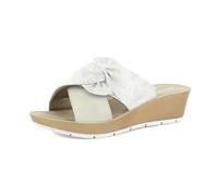 inblu Ciabatte Donna a Zeppa 5cm con Doppia Fascia Incrociata e Decoro a Fiocco, Plantare in Ecopelle Imbottito, Bianco, 37 EU