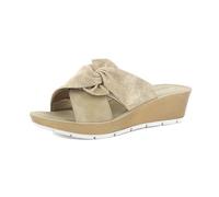 inblu Ciabatte Donna a Zeppa 5cm con Doppia Fascia Incrociata e Decoro a Fiocco, Plantare in Ecopelle Imbottito, Sabbia, 39 EU