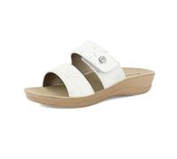 inblu Ciabatte Donna con Chiusura a Strappo e Doppia Fascia Pitonata, Plantare Soffice e Anatomico, Bianco, 39 EU