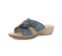 inblu Ciabatte Donna con Fasce Incrociate e Motivo Floreale, Plantare in Vera Pelle Imbottito, Leggero Tacco, Blu, 38 EU
