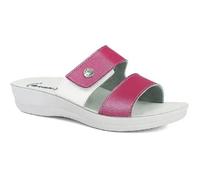 Ciabatte Donna a Doppia Fascia Colorata con Chisura a Strappo, Plantare Anatomico, Rosa, 38