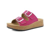 inblu Ciabatte Donna Doppia Fascia con Fibbie Regolabili, Plantare in Ecopelle Imbottito, Suola 4,5cm, Azalea, 38 EU