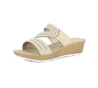 inblu Ciabatte Donna Doppia Fascia Design a S con Strass, Plantare Imbottito, Tacco di 5cm, Sabbia, 36 EU