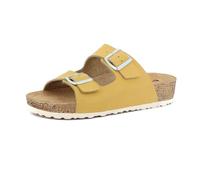 inblu Ciabatte Donna Doppia Fascia e Fibbia Regolabile, Plantare in Vera Pelle, Giallo, 39 EU