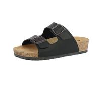inblu Ciabatte Donna Doppia Fascia e Fibbia Regolabile, Plantare in Vera Pelle, Nero, 37 EU