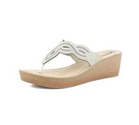 inblu Ciabatte Donna Infradito Brillantini con Zeppa e Plateau, Plantare in Pelle Imbottito, Ghiaccio, 38 EU