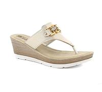 Inblu Ciabatte Donna Infradito con Zeppa e Catena, Platino, 40 EU Stretta