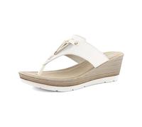 inblu Ciabatte Donna Infradito in Ecopelle con Zeppa e Plateau, Dettagli Cromati, dal 35 al 41, Bianco, 40 EU