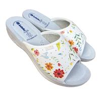 inblu Ciabatte Donna sanitarie Aperte Azalea pianta Anatomica Comoda Sottopiede Soft ricoperto in Pelle (Bianco Fiori, Sistema Taglie Calzature EU, Adulto, Donna, Numero, Media, 38)