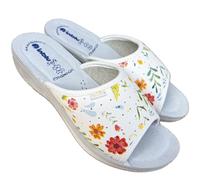inblu Ciabatte donna sanitarie aperte AZALEA pianta anatomica comoda sottopiede SOFT ricoperto in pelle sandali (bianco fiori, Sistema Taglie Calzature EU, Adulto, Donna, Numero, Media, 39)