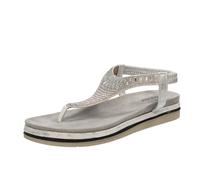 inblu Sandali Infradito Donna con Strass e Elastico, Morbido Plantare in Tessuto Imbottito, Argento, 38 EU