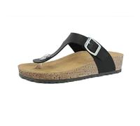 inblu Ciabatte Infradito Donna Colorate con Fibbia Regolabile, Plantare in Vera Pelle Imbottito e Tacco Rialzato, Nero, 37 EU