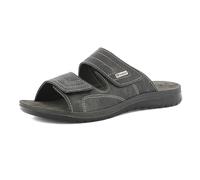 inblu Ciabatte Uomo a Doppia Fascia con Chiusura a Strappo, Plantare in Vera Pelle, Nero, 40 EU
