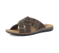 inblu Ciabatte Uomo a Fasce Incrociate con Plantare in Ecopelle Imbottito, Marrone Scuro, 41 EU