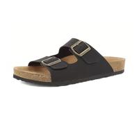 inblu Ciabatte Uomo con Doppia Fascia e Fibbie Regolabili, Plantare Imbottito in Vera Pelle, dal 40 al 46, Sandali, Nero, EU