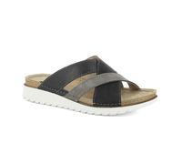 inblu Ciabatte Donna con Doppio Incrocio Effetto Cucito, Sottopiede in Pelle Imbottito, Sandali, Nero, 37 EU