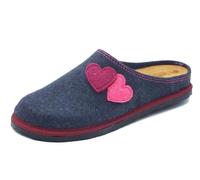 InBlu CS000037 Avio Pantofole per Donna in lana cotta blu con sottopiede in nabu