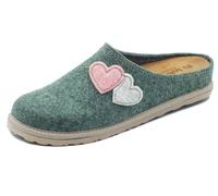 InBlu CS000037 Menta Pantofole per Donna in lana cotta verde con sottopiede in n