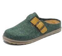 InBlu CS000038 Menta Pantofole per Donna in lana cotta blu con sottopiede in nab