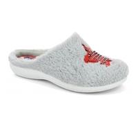 inblu EC000077 Grigio Ciabatte Pantofole Donna Invernali Zeppa 2,5 CM Tomaia con Stella in Paillettes Rosse