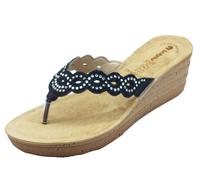 InBlu GM000042 Nero Infradito per Donna con strass e sottopiede in pelle soft