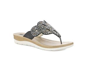 inblu Infradito Donna Eleganti con Decoro Traforato e Strass - Comode e Raffinate, Plantare Imbottito in Ecopelle - Perfette per Estate, Mare e Tempo Libero