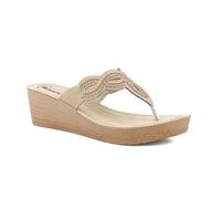 inblu Infradito Donna Eleganti con zeppa e leggero plateu, impreziosite da strass, Plantare in vera pelle