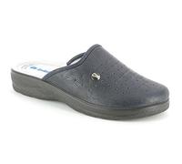 Ciabatte estive Uomo doppia fascia con pratico strappo Plantare in Vera Pelle (BLU, numeric_45)