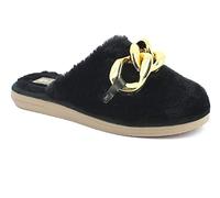 Inblu Pantofole Cozy in pelliccetta con Catena, Donna, Nero, 40 EU
