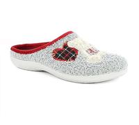 inblu Pantofole Donna a Righe con Dolce Riccio, Ciabatte Invernali con Sottopiede Imbottito, 35/41, Grigio, 38 EU
