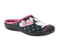 inblu Pantofole Donna Animals & Chewing gum, Ciabatte Invernali con Pois, Cani e Gatti, Soffice Sottopiede in Tessuto Imbottito, Nero, 36