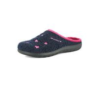 inblu Pantofole Donna con Cuoricini Ricamati, Suola Leggera e Resistente, Plantare Imbottito in Tessuto, Blu, 36 EU