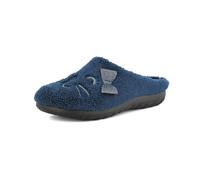inblu Pantofole Donna con Gattino e Fiocco Glitterato, Ciabatte Invernali con Sottopiede Imbottito in Morbido Tessuto, Blu, 40 EU