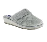 inblu Pantofole Donna con Glitter e Zeppa, Ciabatte Invernali con Zeppa di 4cm, Grigio, 40