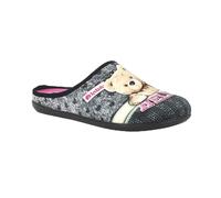 inblu Pantofole Donna con Orsetto Peluche, Ciabatte Invernali con Plantare in Tessuto Imbottito Estraibile, Nero, 38 EU